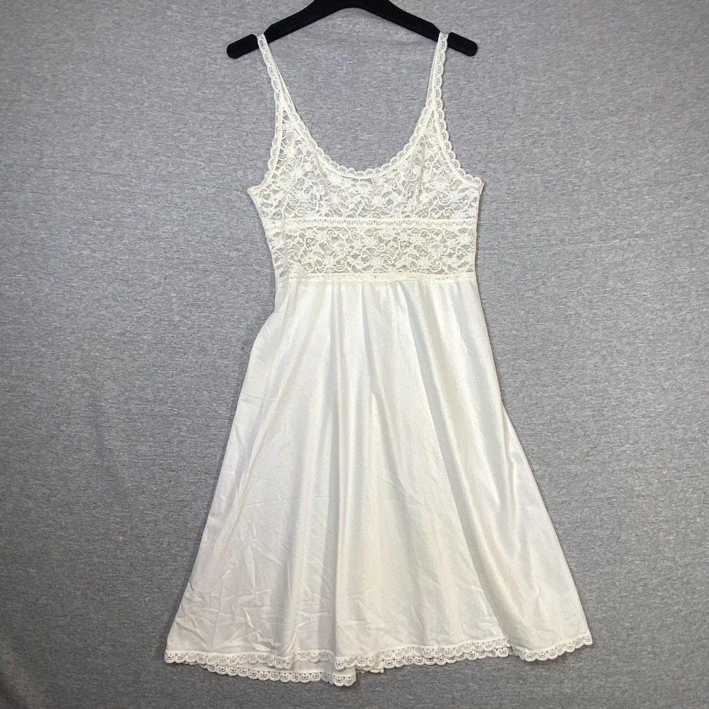 Vintage Alice Maloof Bloomingdales Ivory Lace Empire Waist Slip Dress Small